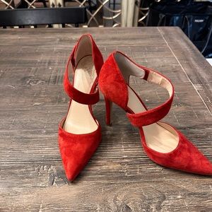 Vince Camuto Red Suede Heels.